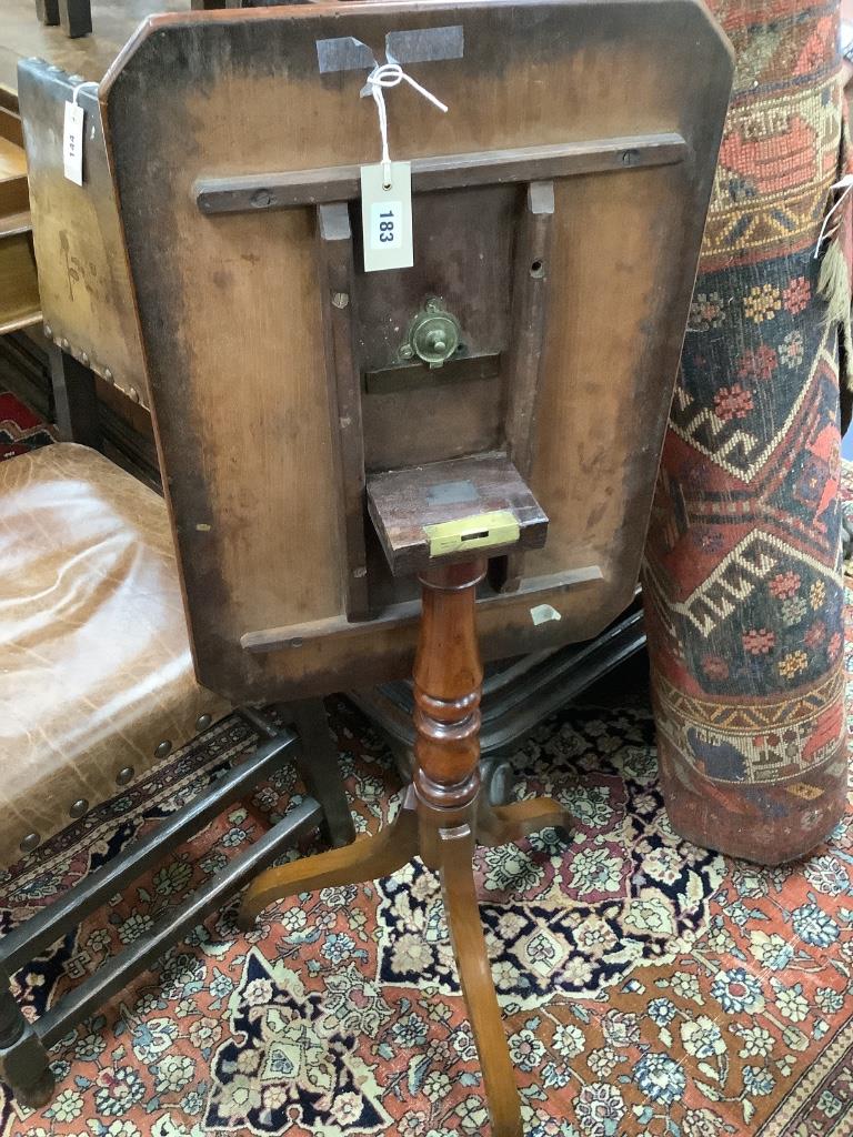 A 19th century rectangular mahogany tilt-top pedestal table, width 59cm depth 45cm height 73cm